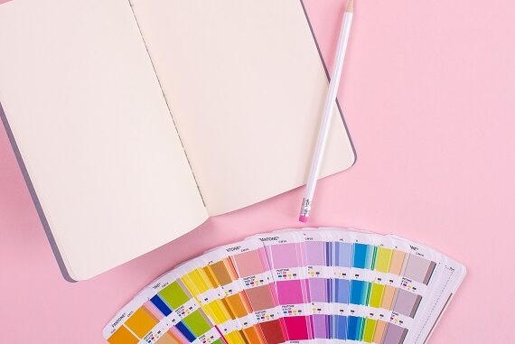 Branding, a notebook and pantone cards