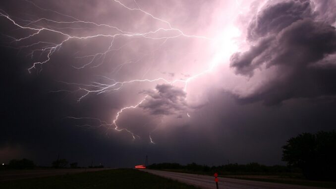 Lightning in the sky