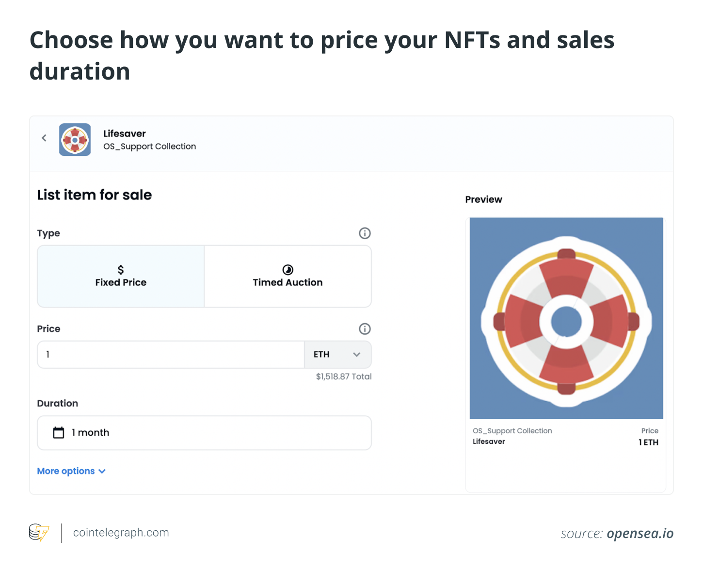 Choose how you want to price your NFTs and sales duration