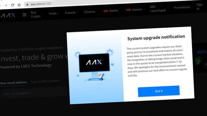 Crypto exchange AAX’s freeze on withdrawals sparks desperate search for funds