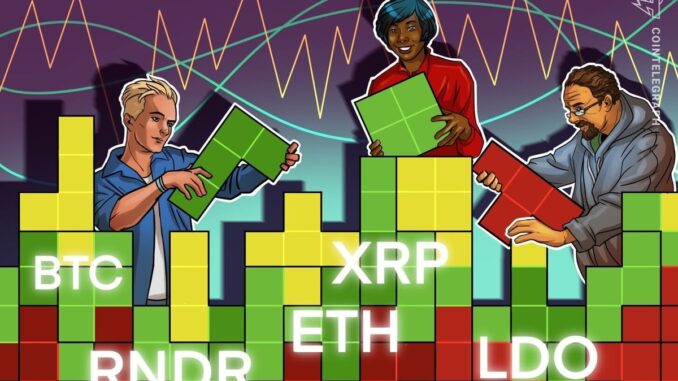 A sideways Bitcoin price could lead to breakouts in ETH, XRP, LDO and RNDR