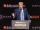 Former US President Donald Trump speaks at the Bitcoin 2024 conference in Nashville