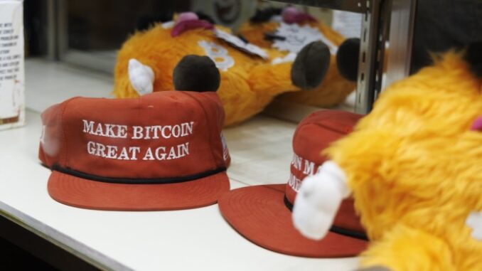 A Maga-style hat on display at this year’s bitcoin conference in Tennessee during the summer